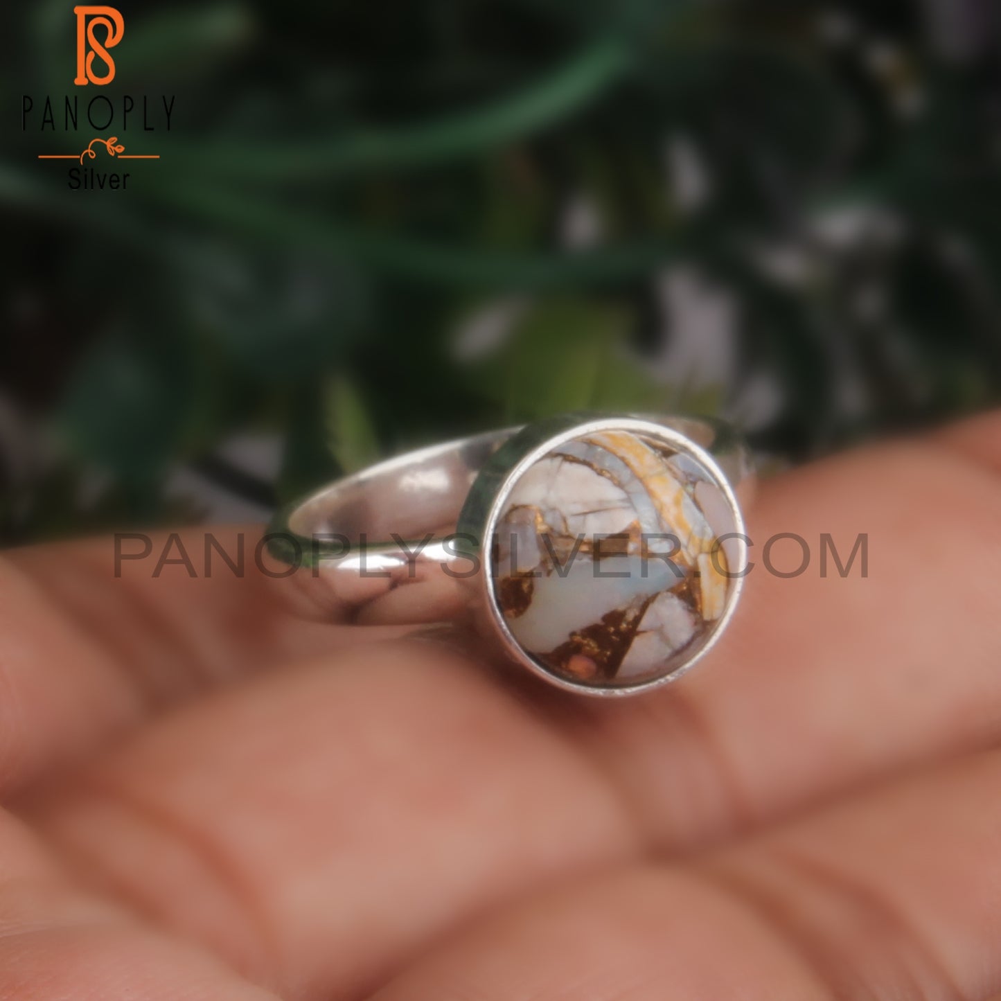Ethiopian Opal Mojave Copper 925 Silver Wedding Ring