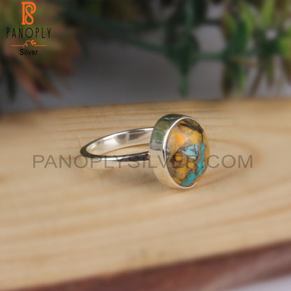 Bumblebee Mojave Copper Turquoise 925 Silver Graduation Ring
