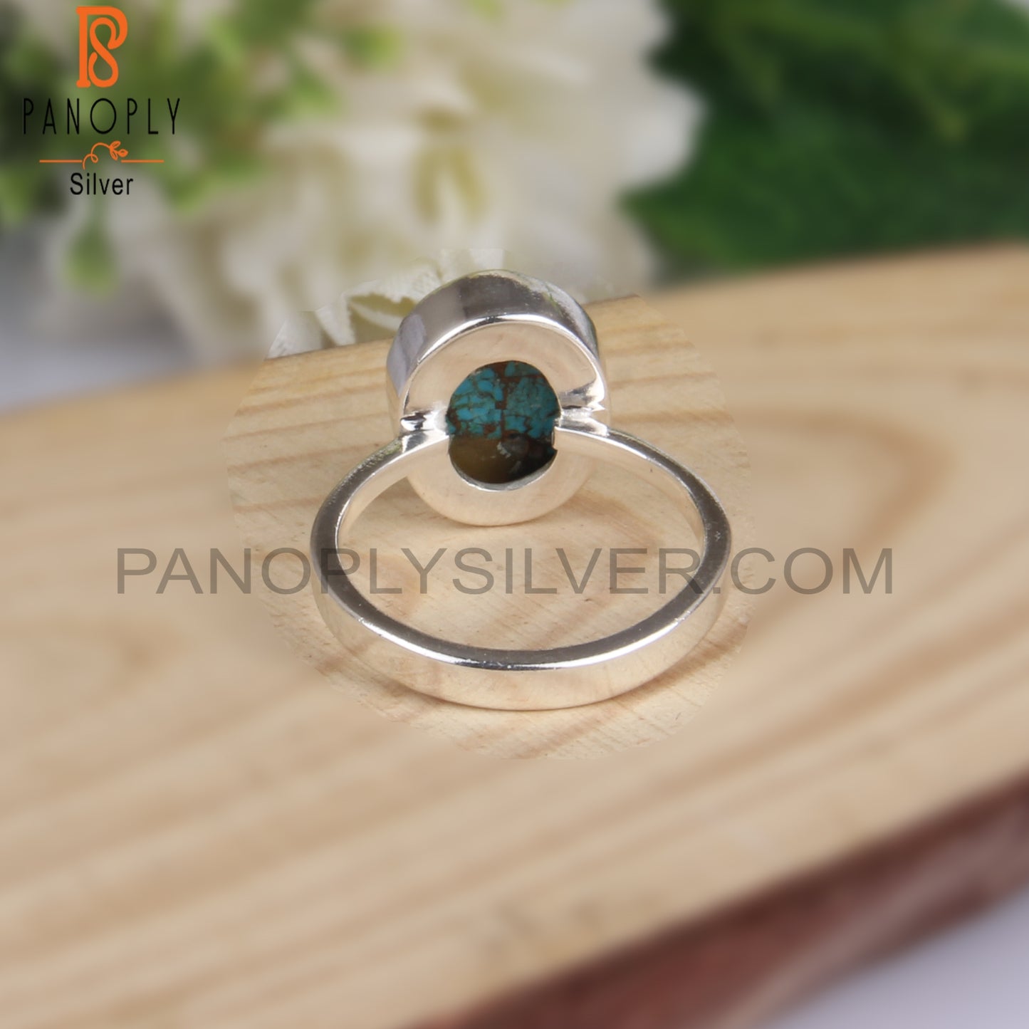 Mojave Copper Turquoise Oval Gem 925 Silver Statement Ring