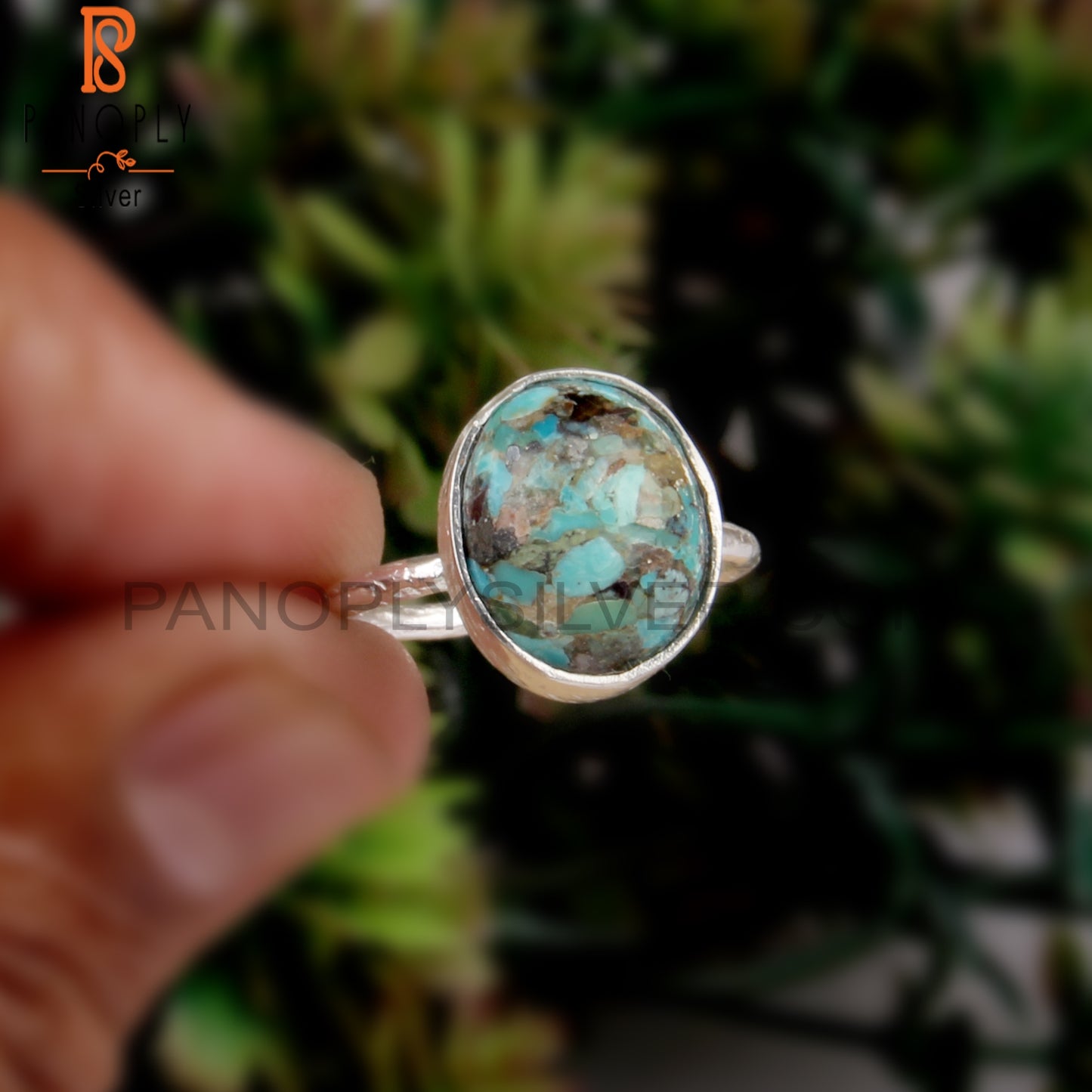 Boulder Turquoise Oval 925 Sterling Silver Statement Ring