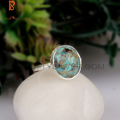 Boulder Turquoise Oval 925 Sterling Silver Statement Ring