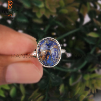 Mojave Copper Lapis Oval 925 Sterling Silver Gemstone Ring