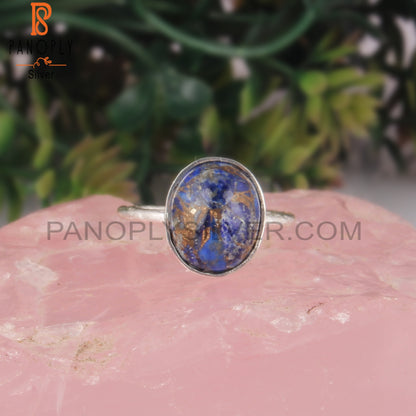 Mojave Copper Lapis Oval 925 Sterling Silver Gemstone Ring