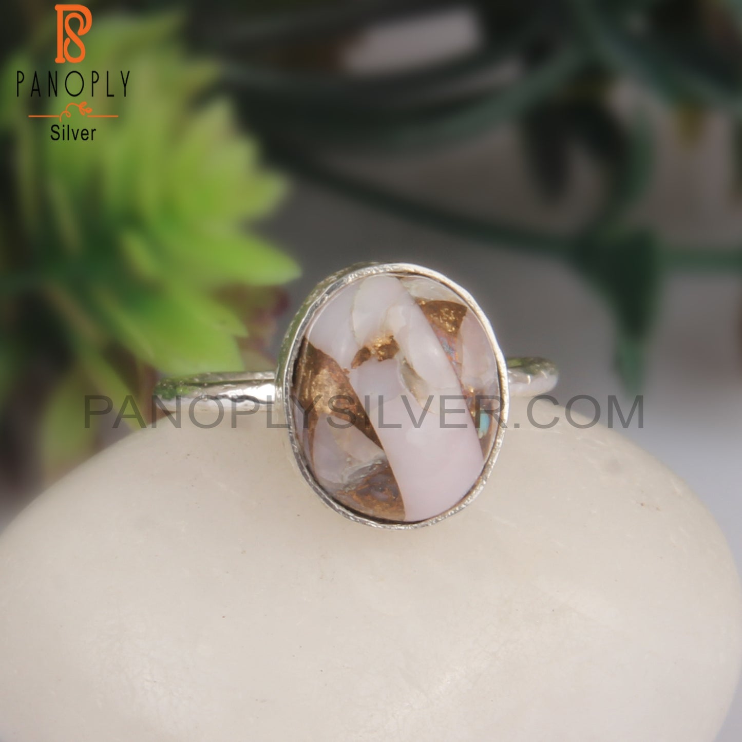 Mojave Pink Opal Turquoise Oval 925 Silver Sterling Ring
