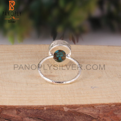 Mojave Copper Oyster Turquoise Oval 925 Silver Statement Ring