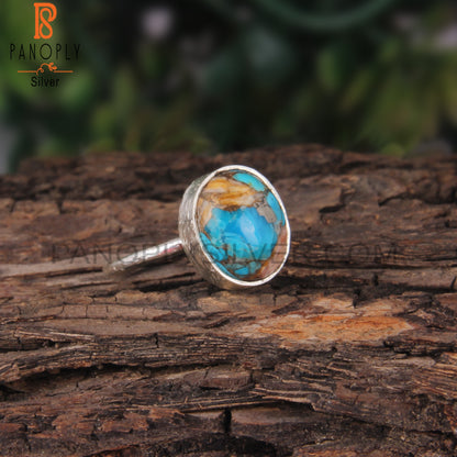 Mojave Copper Oyster Turquoise Oval 925 Silver Statement Ring