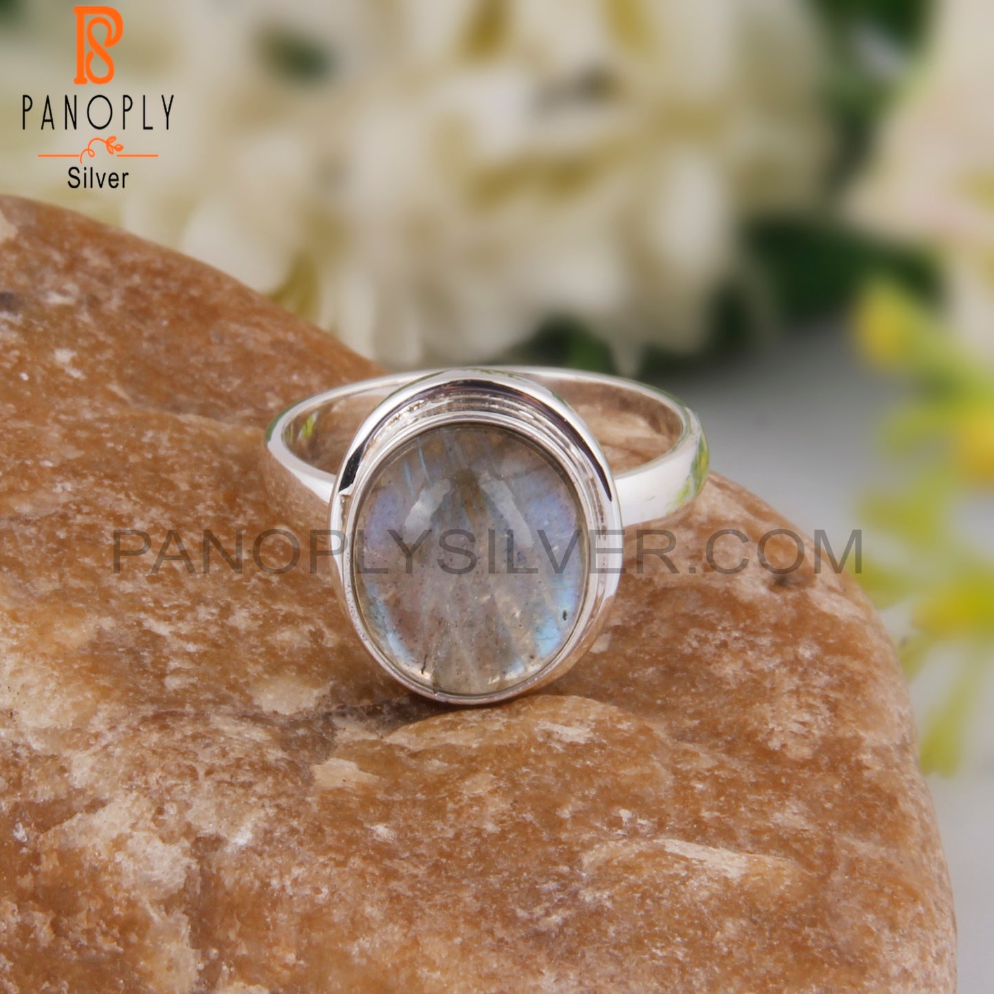 Doublet Gray Mop Crystal Oval 925 Silver Handmade Ring