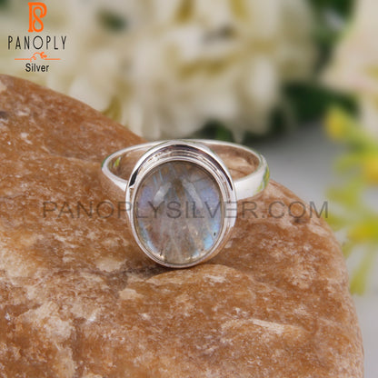 Doublet Gray Mop Crystal Oval 925 Silver Handmade Ring