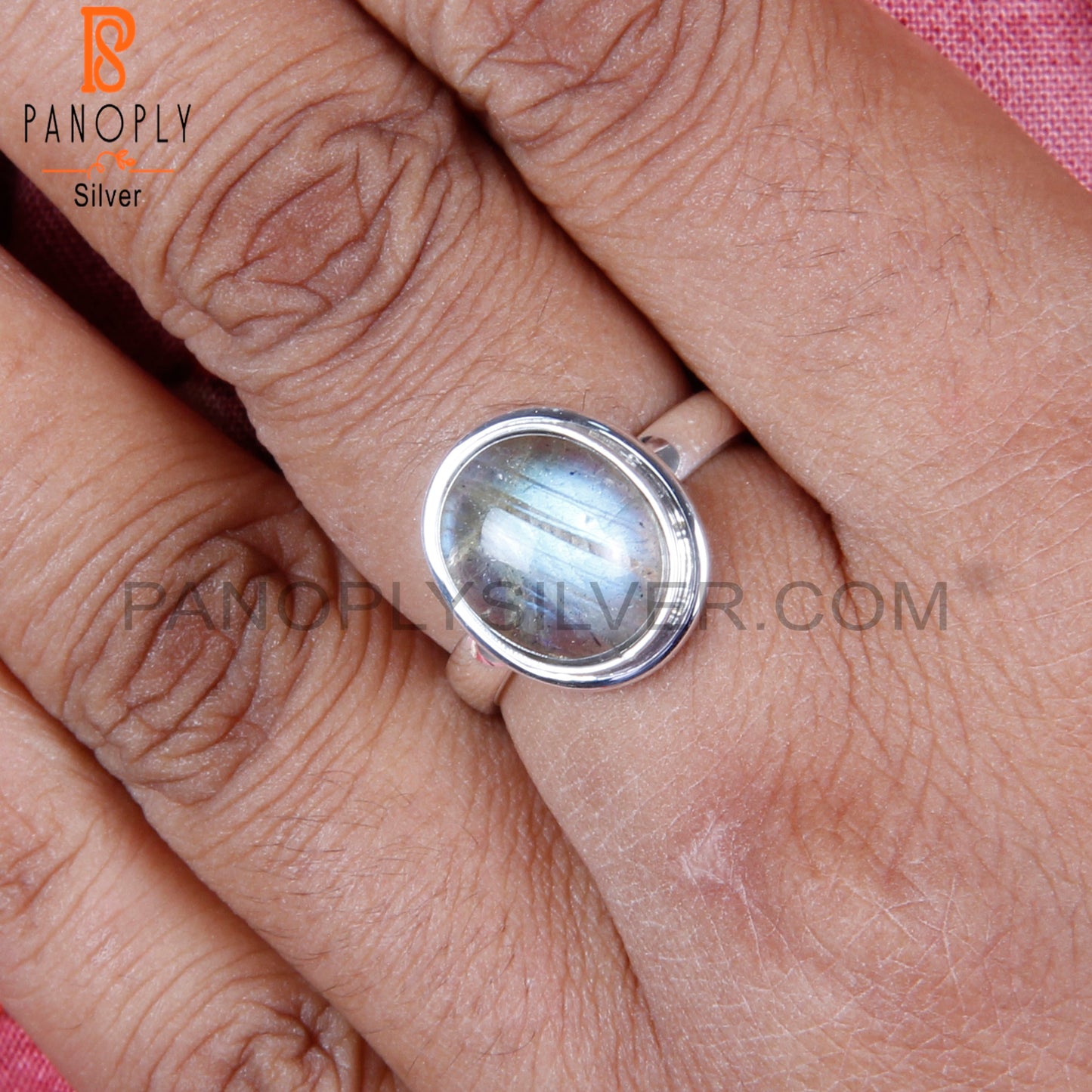Doublet Gray Mop Crystal Oval 925 Silver Handmade Ring