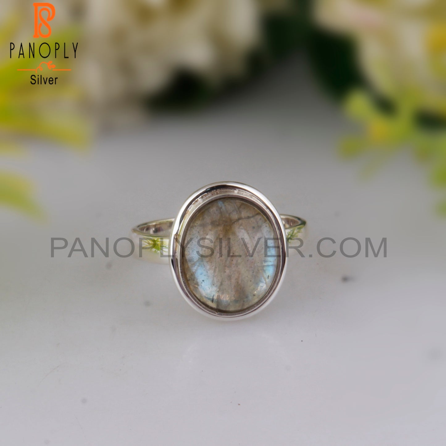 Doublet Gray Mop Crystal Oval 925 Silver Handmade Ring