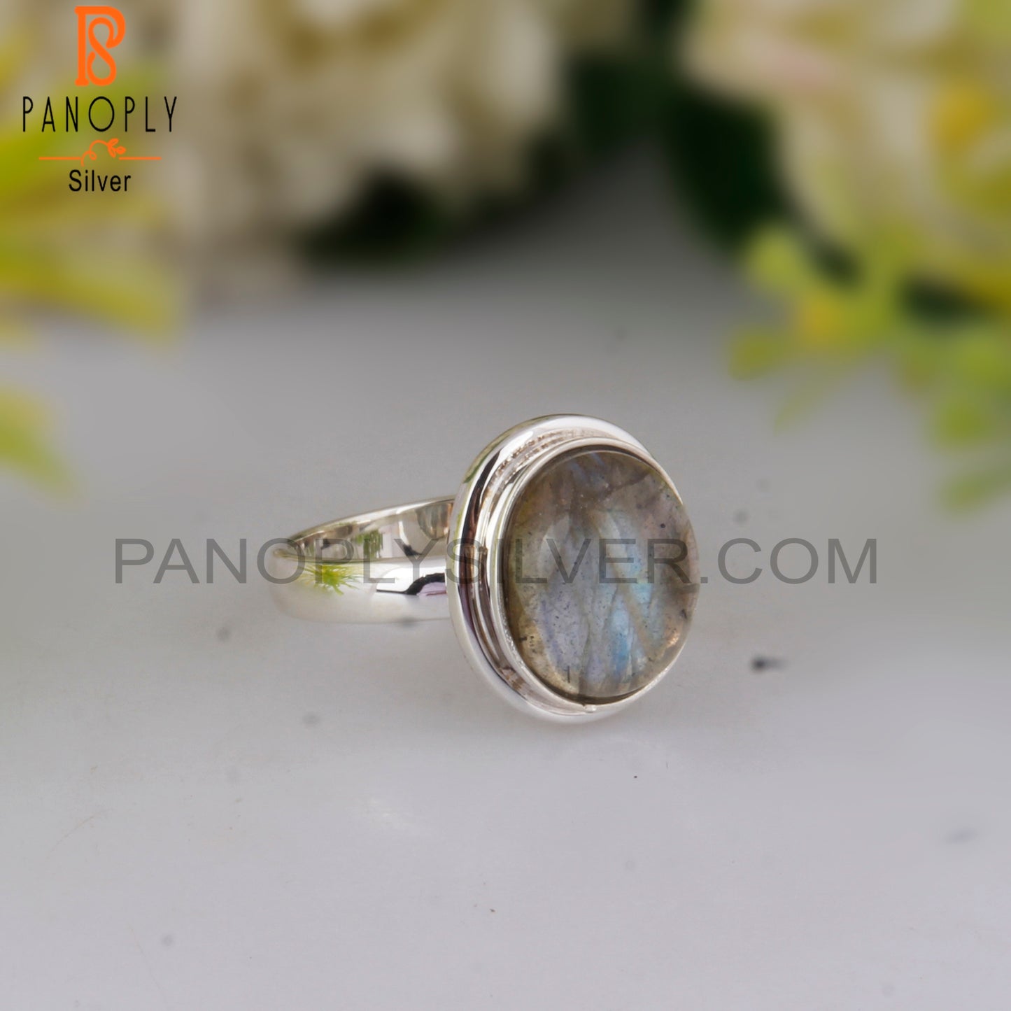Doublet Gray Mop Crystal Oval 925 Silver Handmade Ring