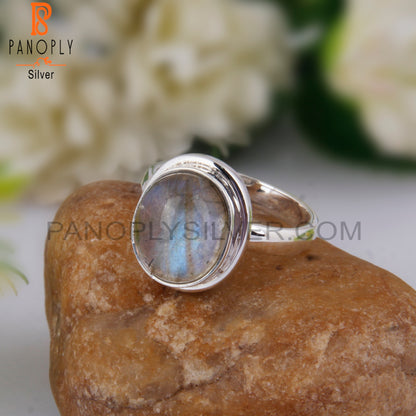Doublet Gray Mop Crystal Oval 925 Silver Handmade Ring