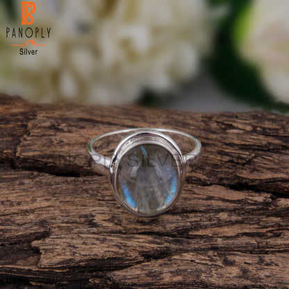 Doublet Gray Mop Crystal Oval 925 Silver Handmade Ring