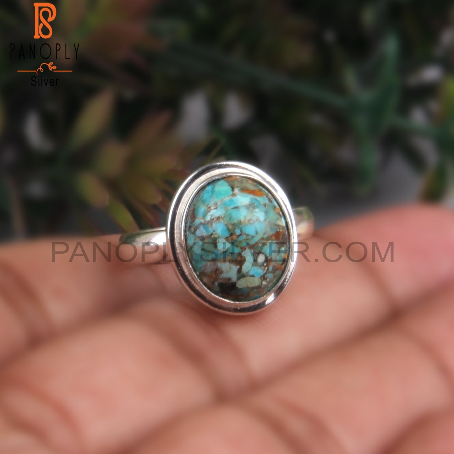 Boulder Turquoise Oval Shape Sterling Silver 925 Casual Ring