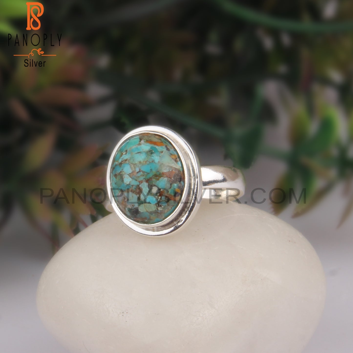 Boulder Turquoise Oval Shape Sterling Silver 925 Casual Ring