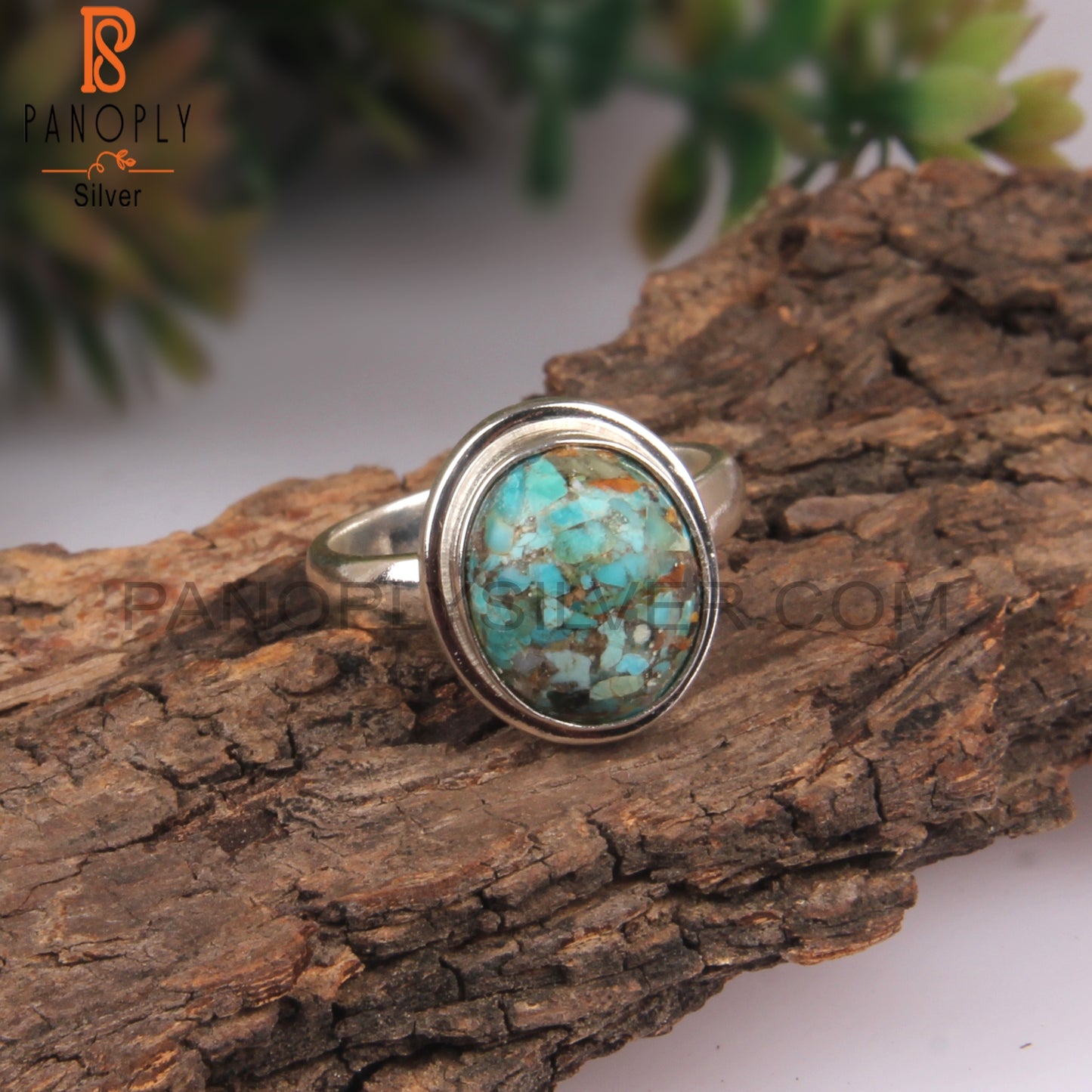 Boulder Turquoise Oval Shape Sterling Silver 925 Casual Ring