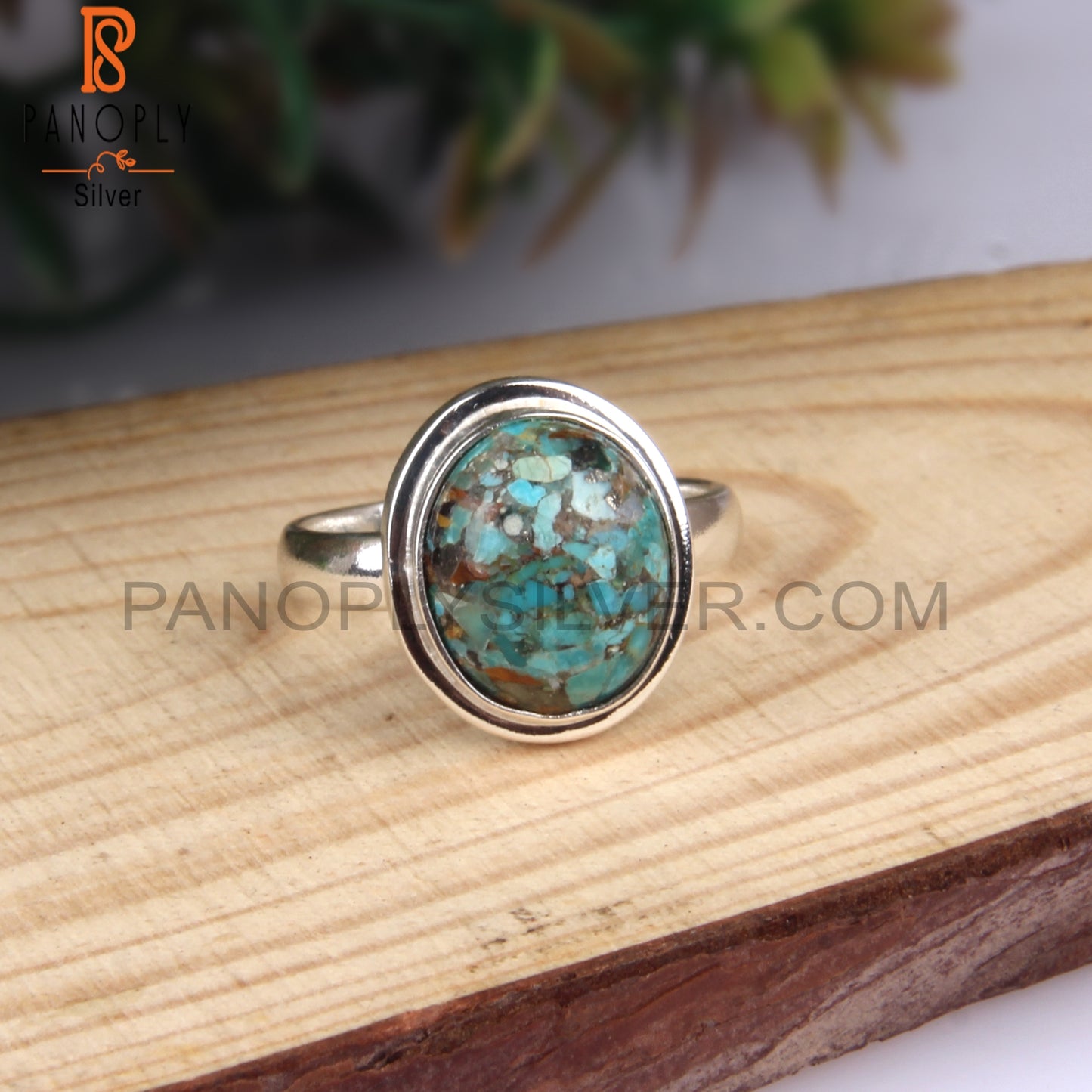 Boulder Turquoise Oval Shape Sterling Silver 925 Casual Ring