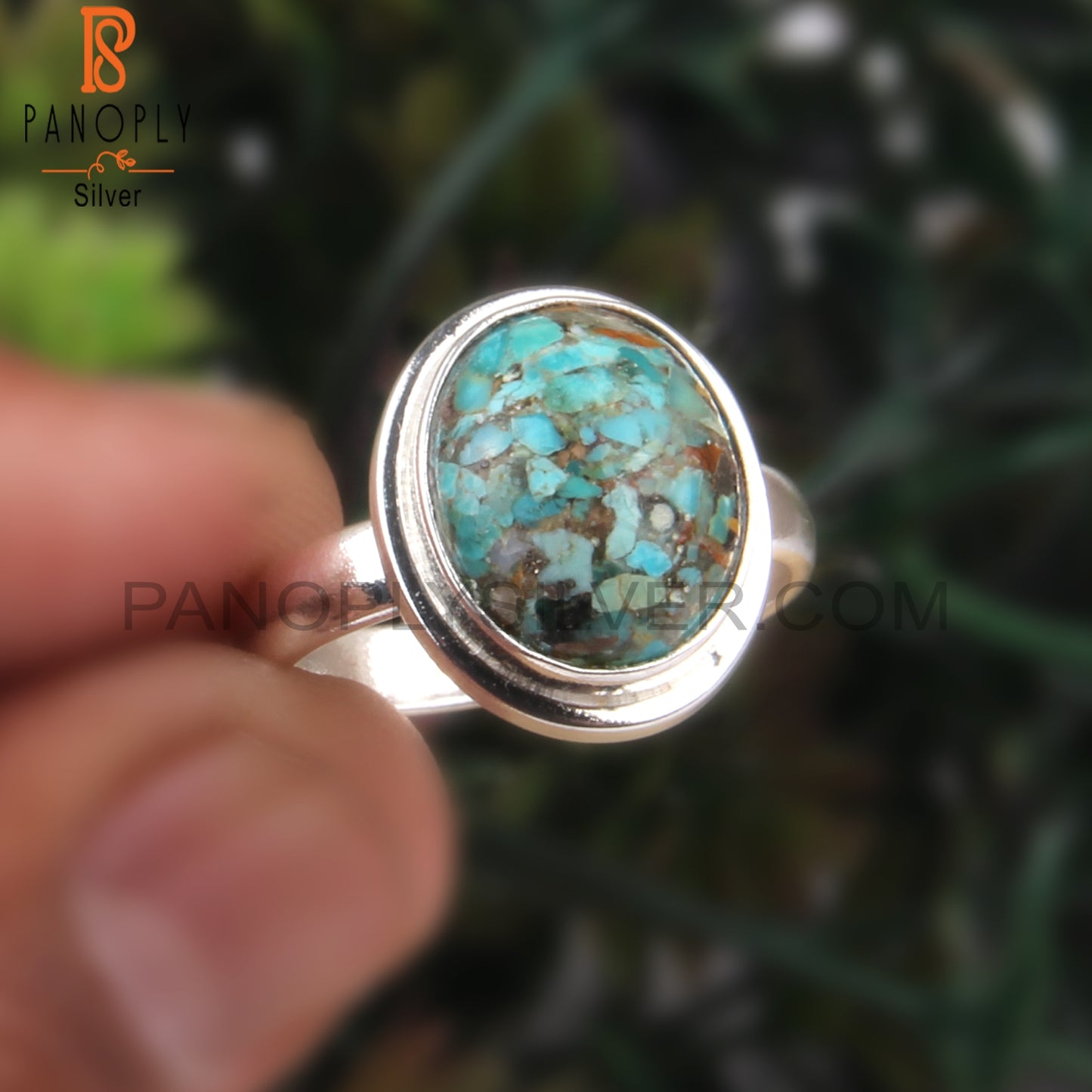 Boulder Turquoise Oval Shape Sterling Silver 925 Casual Ring