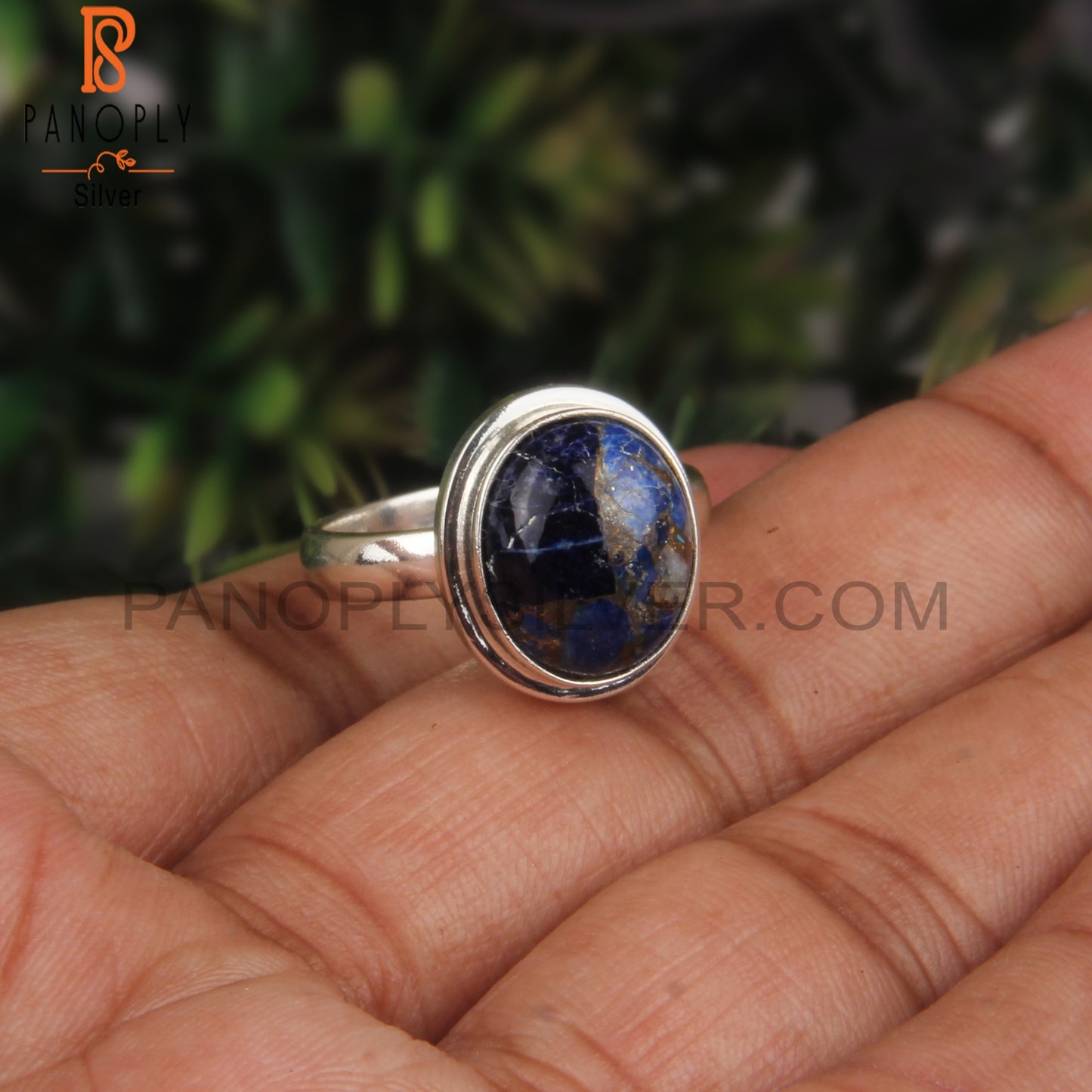 Mojave Copper Lapis Oval 925 Silver Ring For Anniversary