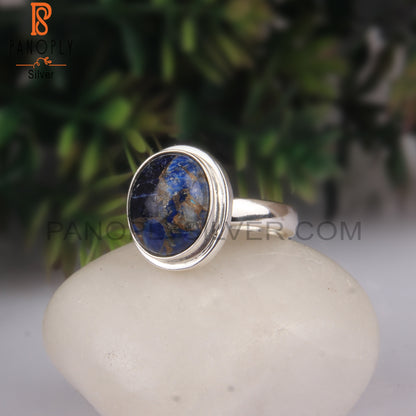 Mojave Copper Lapis Oval 925 Silver Ring For Anniversary
