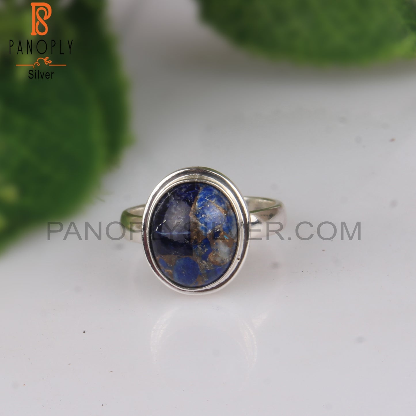 Mojave Copper Lapis Oval 925 Silver Ring For Anniversary