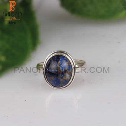 Mojave Copper Lapis Oval 925 Silver Ring For Anniversary