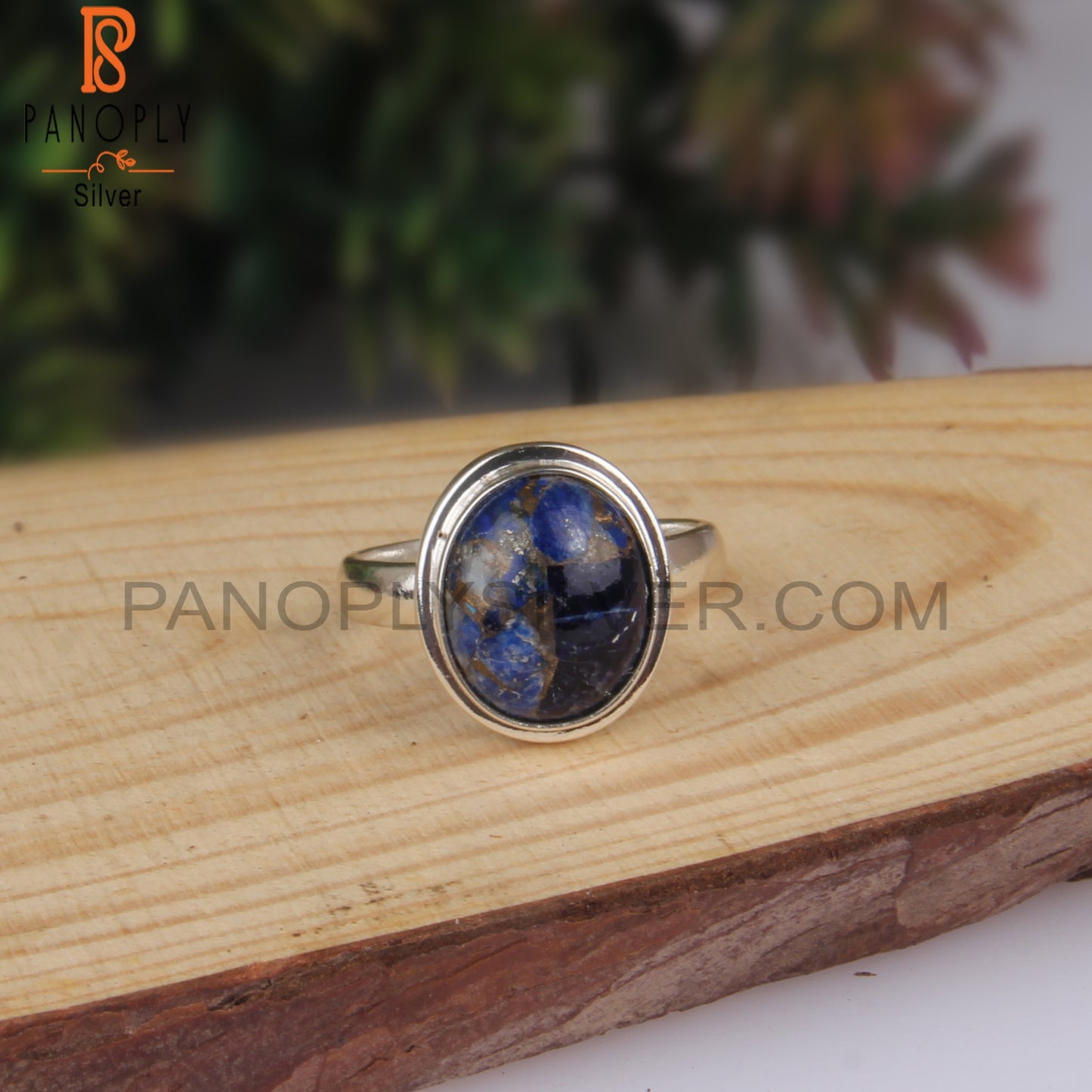 Mojave Copper Lapis Oval 925 Silver Ring For Anniversary