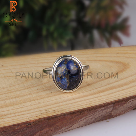Mojave Copper Lapis Oval 925 Silver Ring For Anniversary