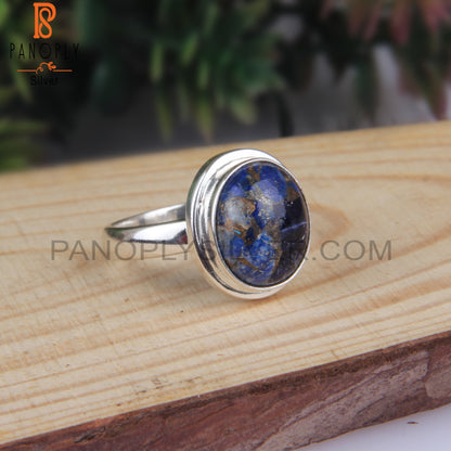 Mojave Copper Lapis Oval 925 Silver Ring For Anniversary