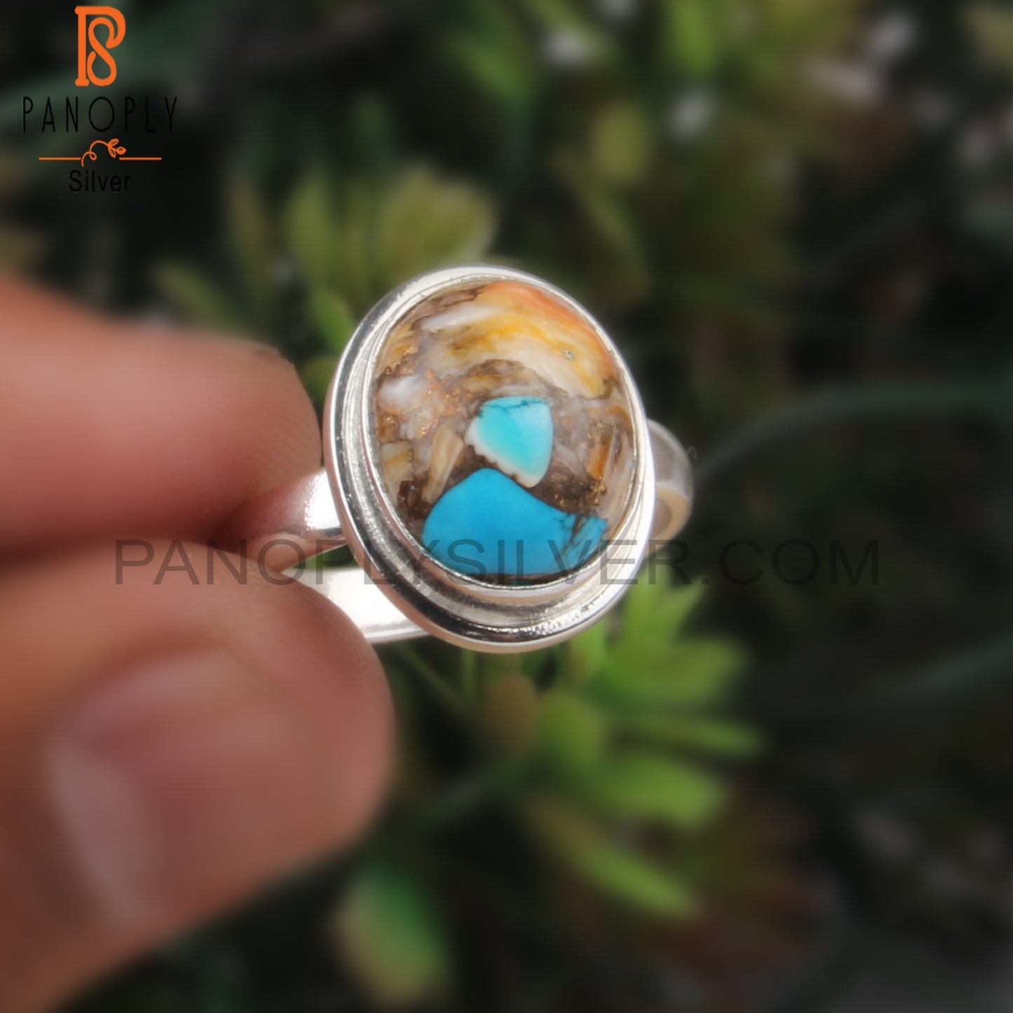 Unique Mojave Copper Bumblebee Turquoise Oval Silver 925 Ring
