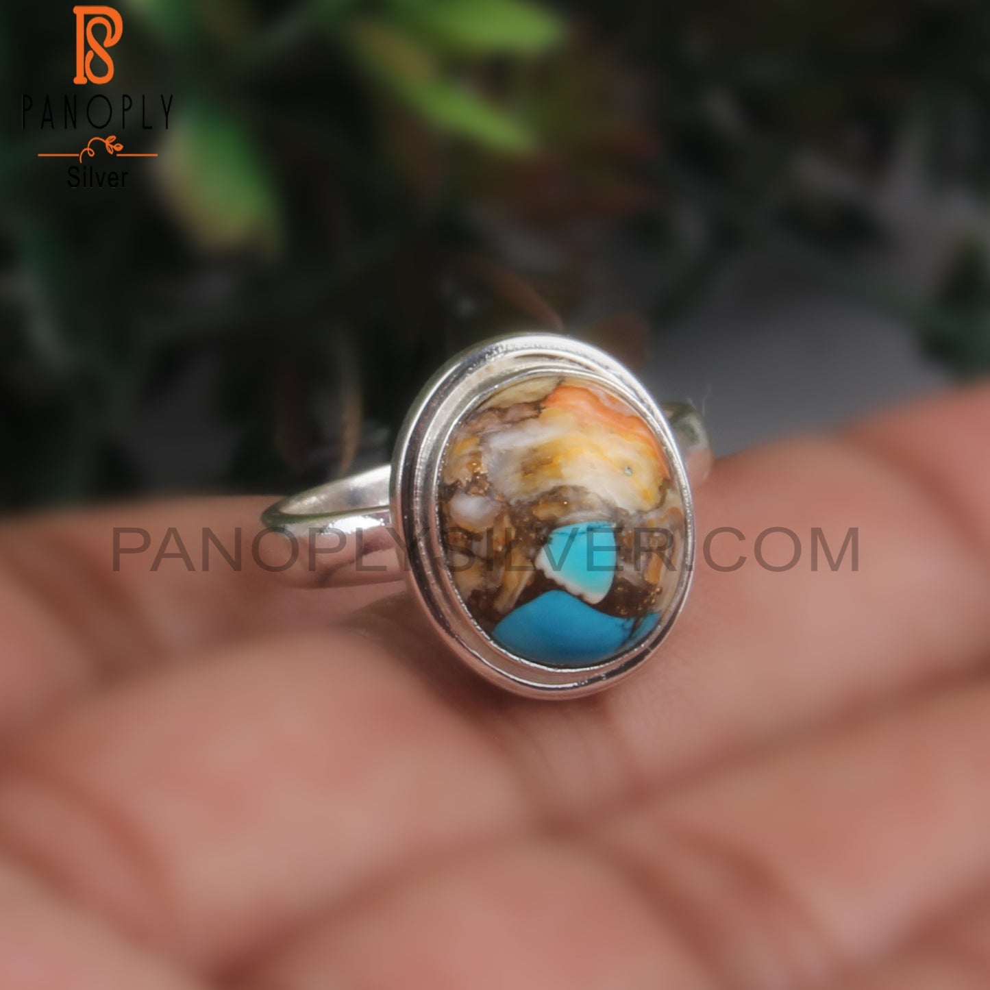 Unique Mojave Copper Bumblebee Turquoise Oval Silver 925 Ring