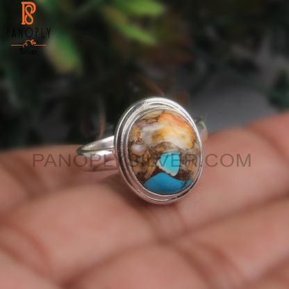 Unique Mojave Copper Bumblebee Turquoise Oval Silver 925 Ring