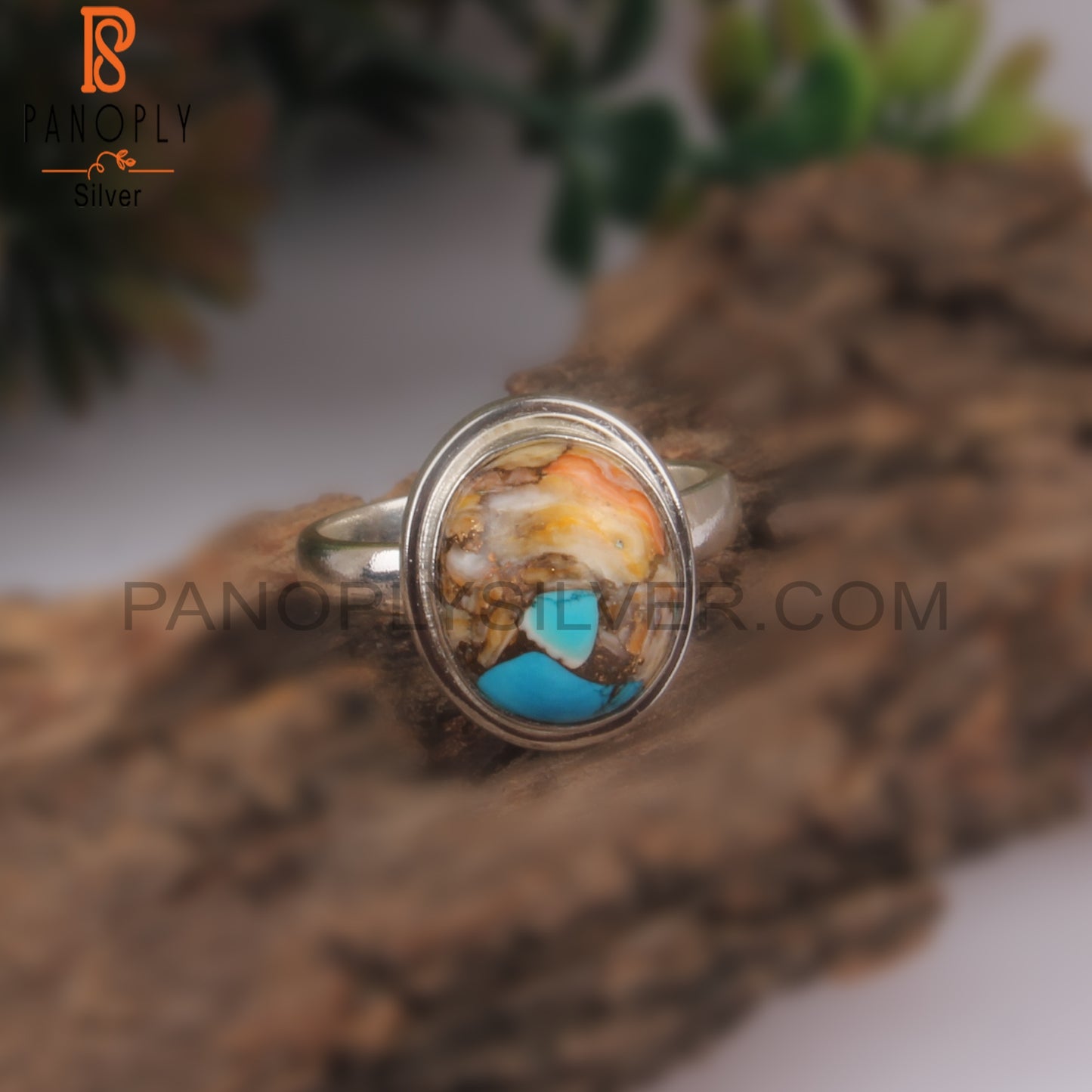 Unique Mojave Copper Bumblebee Turquoise Oval Silver 925 Ring