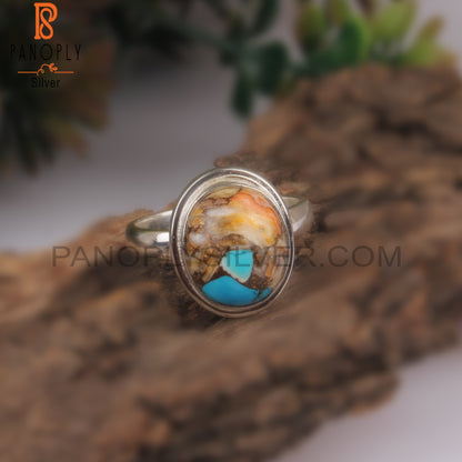 Unique Mojave Copper Bumblebee Turquoise Oval Silver 925 Ring