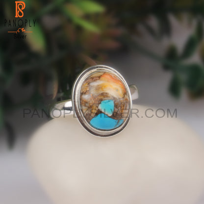 Unique Mojave Copper Bumblebee Turquoise Oval Silver 925 Ring