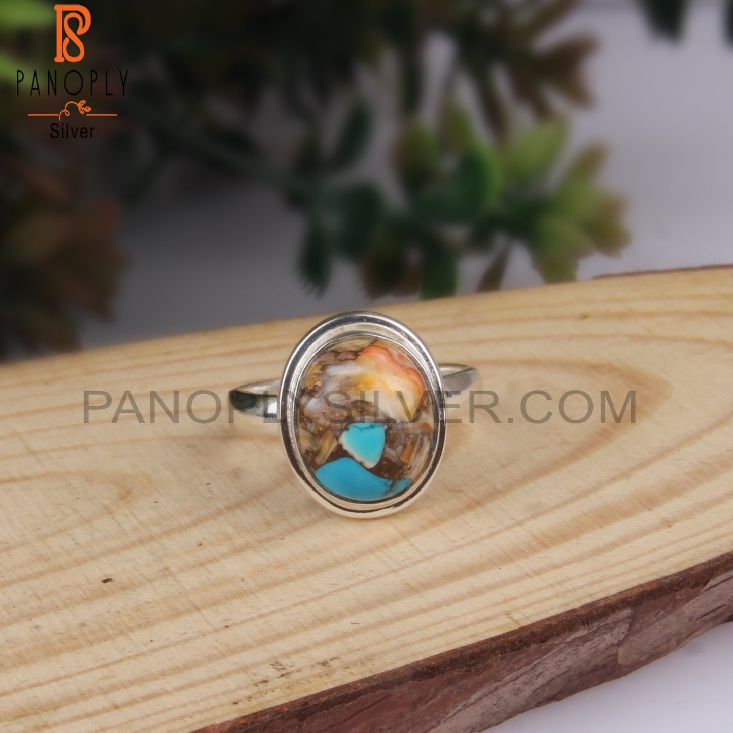 Unique Mojave Copper Bumblebee Turquoise Oval Silver 925 Ring