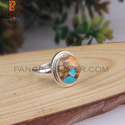 Unique Mojave Copper Bumblebee Turquoise Oval Silver 925 Ring