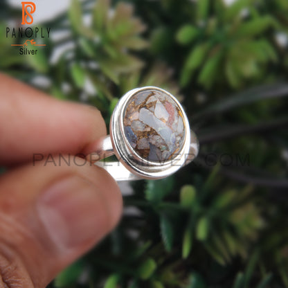 Natural Ethiopian Opal Mojave Copper Oval 925 Silver Ring
