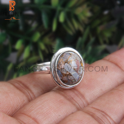 Natural Ethiopian Opal Mojave Copper Oval 925 Silver Ring