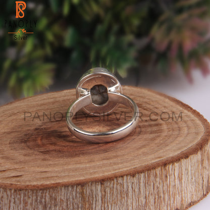 Natural Ethiopian Opal Mojave Copper Oval 925 Silver Ring