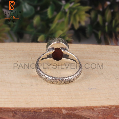 Cabochon Sponge Coral Oval 925 Sterling Silver Ring