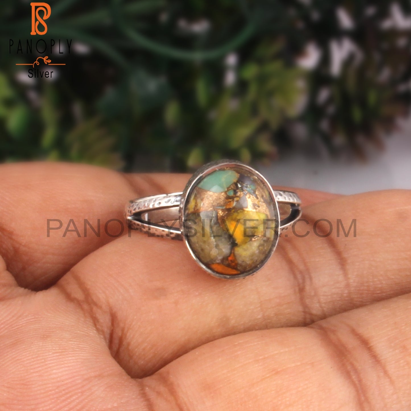 Mojave Copper Bumblebee Turquoise 925 Ring