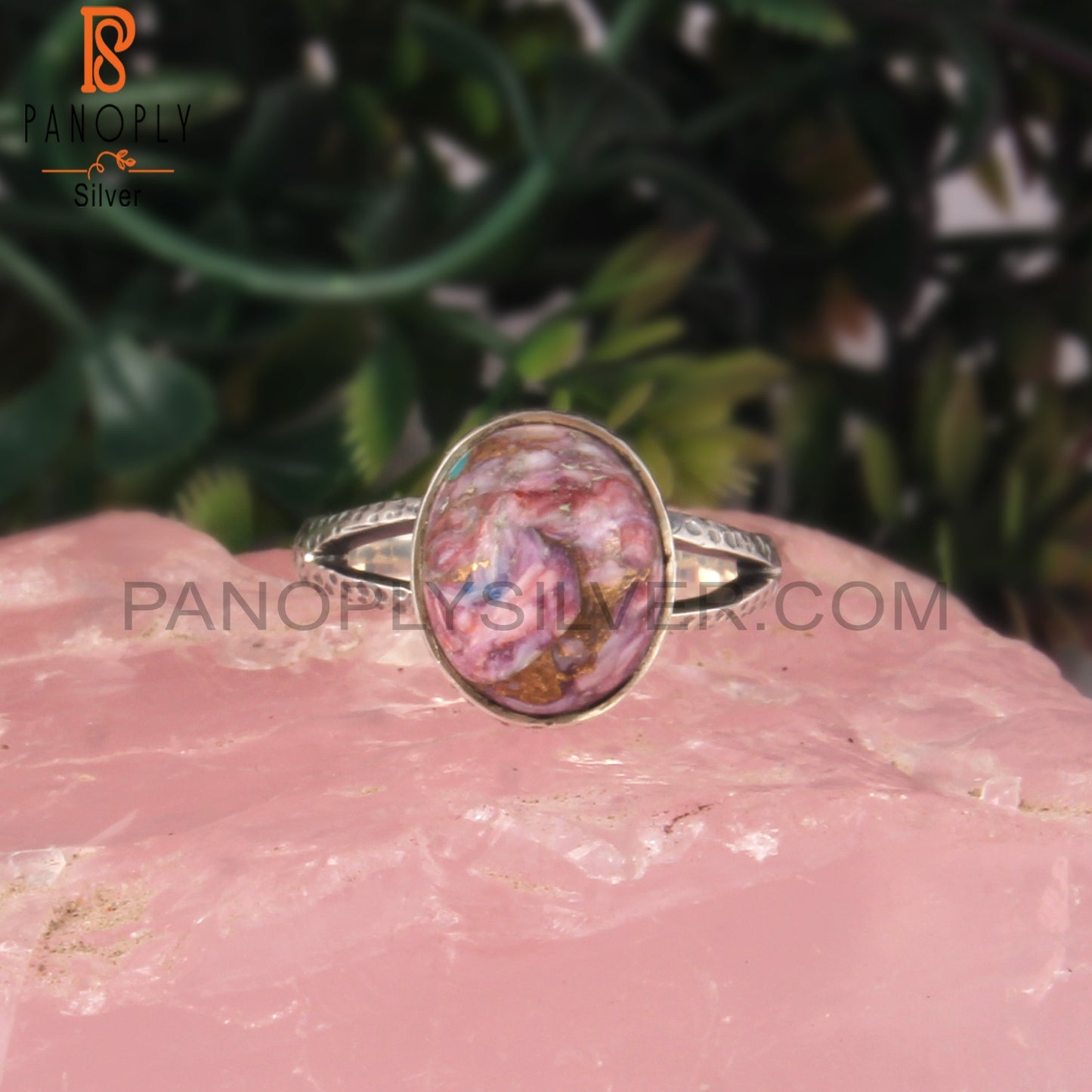 Designer Mojave Purple Oyster Turquoise 925 Silver Ring