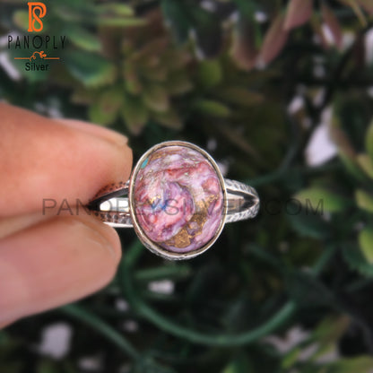 Designer Mojave Purple Oyster Turquoise 925 Silver Ring