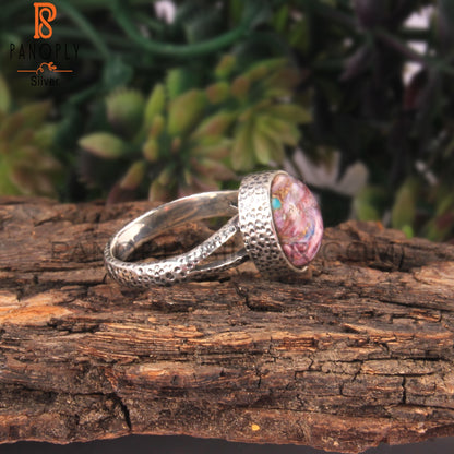 Designer Mojave Purple Oyster Turquoise 925 Silver Ring