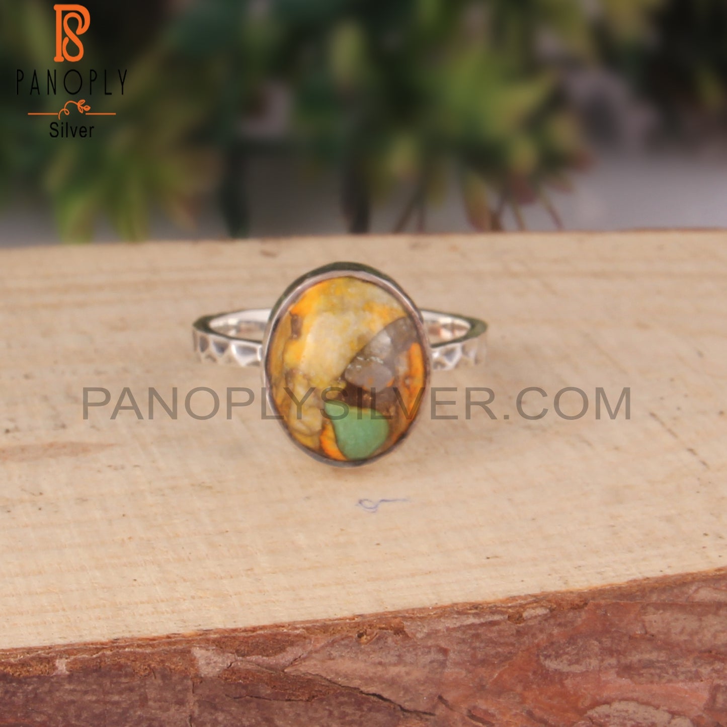 Unique Mojave Copper Bumblebee Turquoise Oval 925 Silver Ring