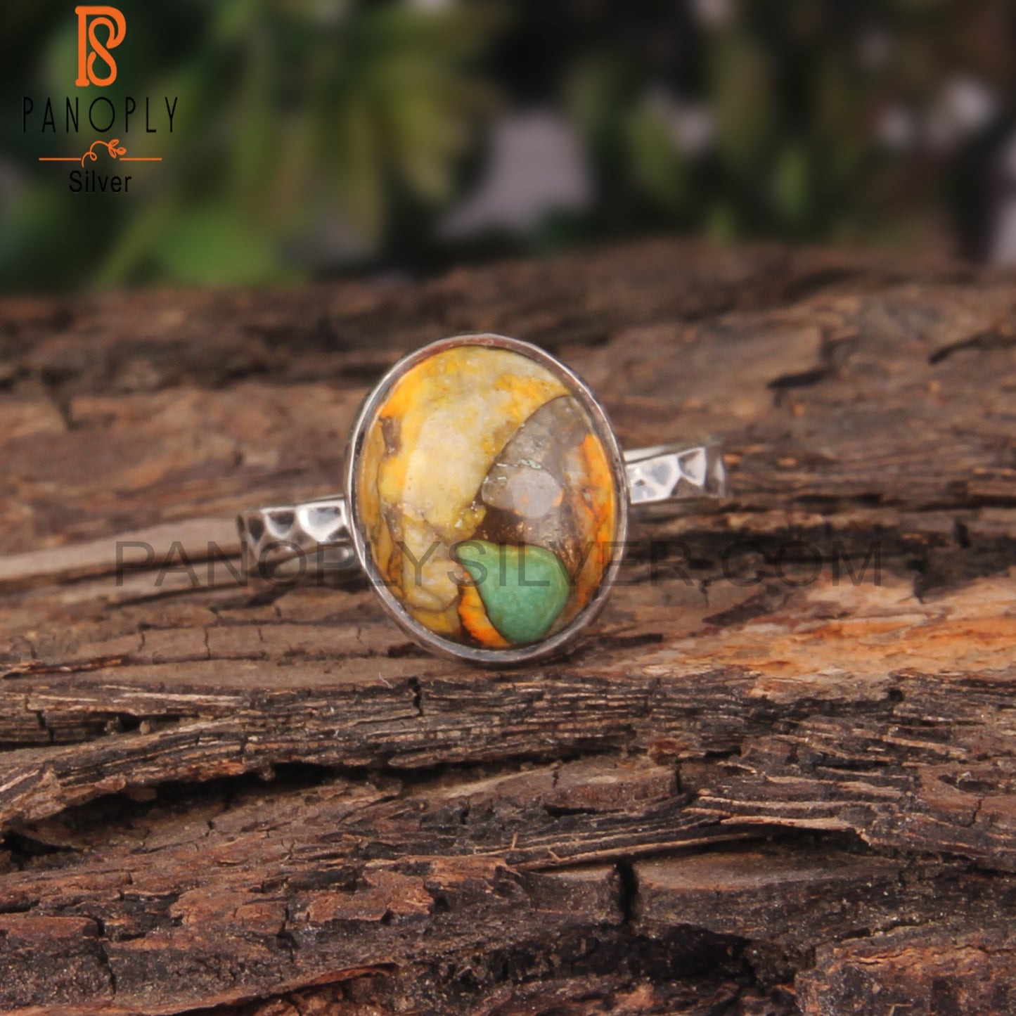 Unique Mojave Copper Bumblebee Turquoise Oval 925 Silver Ring