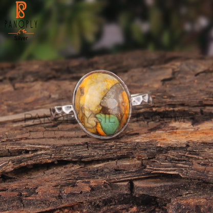 Unique Mojave Copper Bumblebee Turquoise Oval 925 Silver Ring