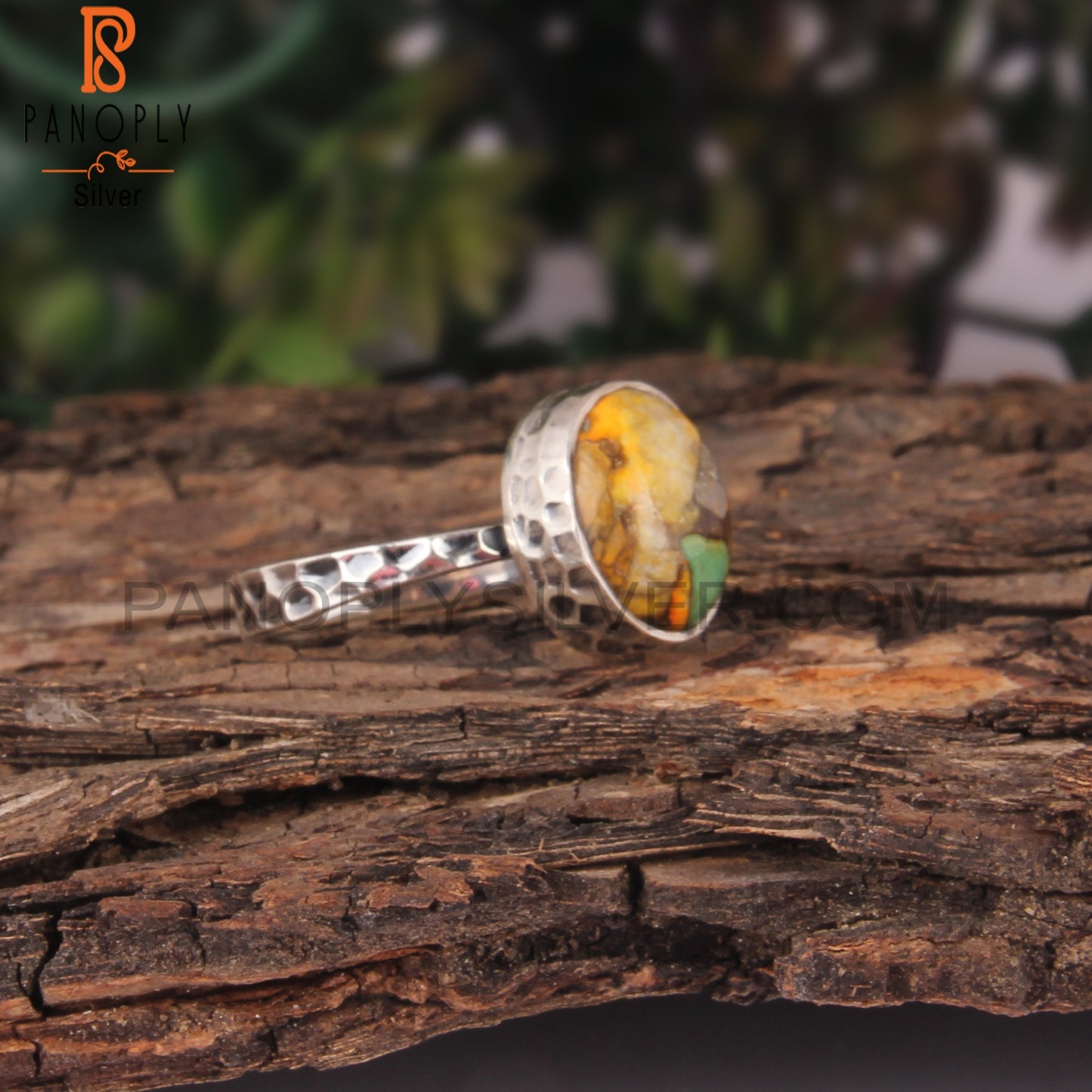 Unique Mojave Copper Bumblebee Turquoise Oval 925 Silver Ring