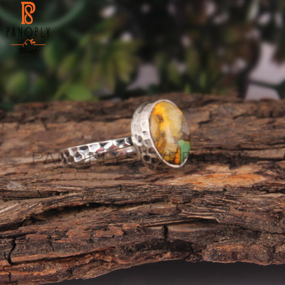 Unique Mojave Copper Bumblebee Turquoise Oval 925 Silver Ring